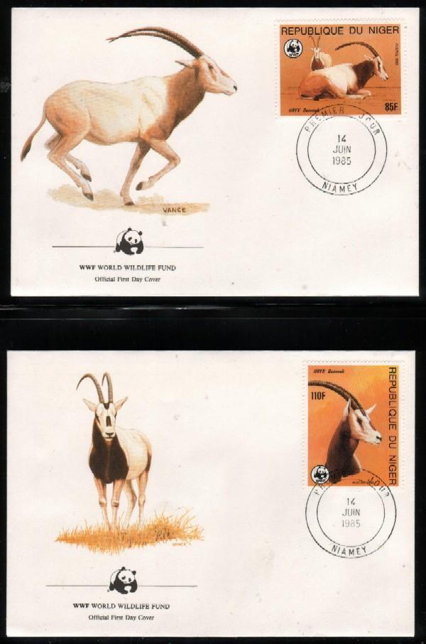 WWF 0027 1985 NIGER ANTELOPE SET OF 4 FDCS - Sonstige & Ohne Zuordnung