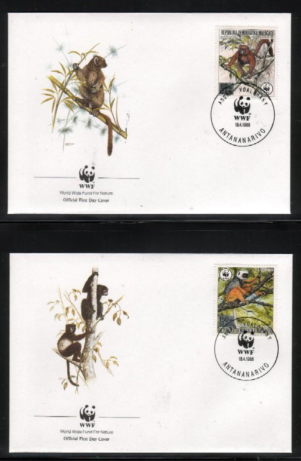 WWF 0065 1988 MALAGASY LEMURS SET OF 4 FDCS - Sonstige & Ohne Zuordnung