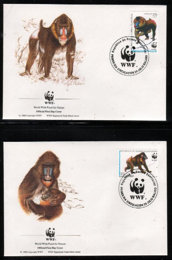 WWF 0114 1991 EQ. GUINEA MANDRILL SET OF 4 FDCS - Andere & Zonder Classificatie