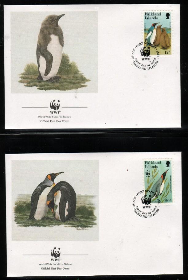 WWF 0117 1991 FALKLAND ISLANDS KING PENGUIN SET OF 4 FDCS - Pingouins & Manchots