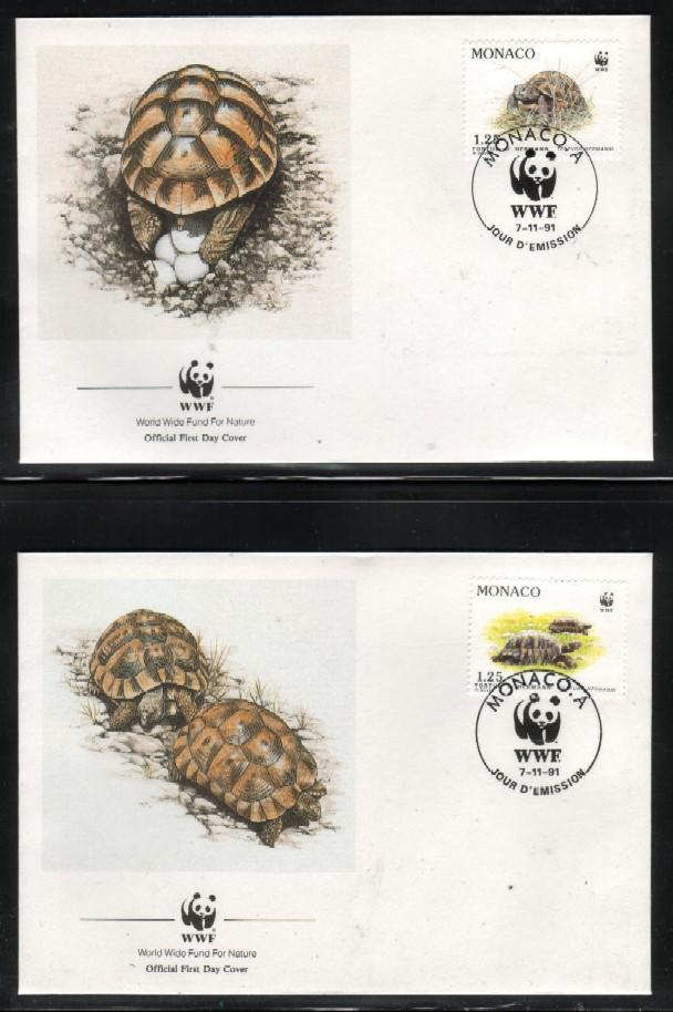 WWF 0121 1991 MONACO HERMANN'S TORTOISE SET OF 4 FDCS - Otros & Sin Clasificación