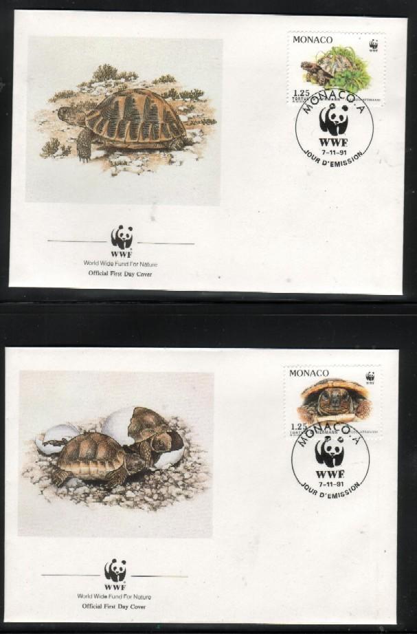 WWF 0121 1991 MONACO HERMANN'S TORTOISE SET OF 4 FDCS - Autres & Non Classés