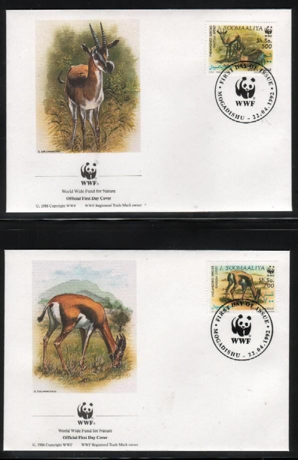 WWF 0126 1992 SOMALIA GAZELLE SET OF 4 FDCS - Sonstige & Ohne Zuordnung