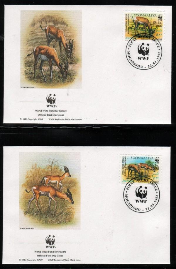 WWF 0126 1992 SOMALIA GAZELLE SET OF 4 FDCS - Otros & Sin Clasificación