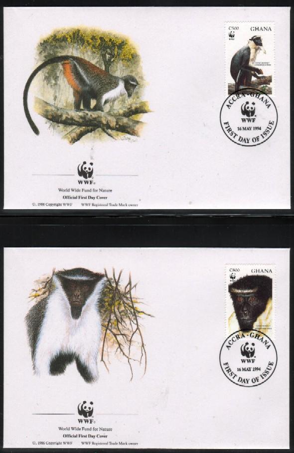 WWF 0164 1994 GHANA DIANA MONKEY SET OF 4 FDCS - Altri & Non Classificati