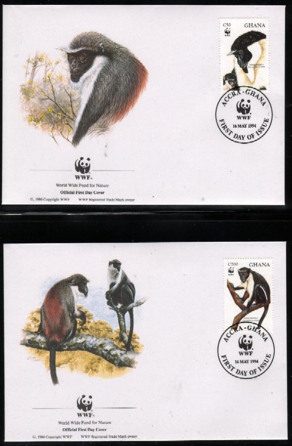 WWF 0164 1994 GHANA DIANA MONKEY SET OF 4 FDCS - Andere & Zonder Classificatie