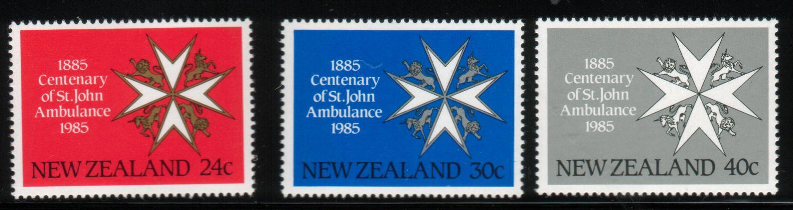 NEW ZEALAND 1985 ST JOHN'S AMBULANCE SET OF 3 NHM - Otros & Sin Clasificación