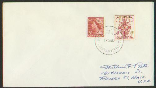AUSTRALIAN ANTARCTIC TERRITORY 1957 DAVIS COVER ADDRESSED TO USA - Other & Unclassified