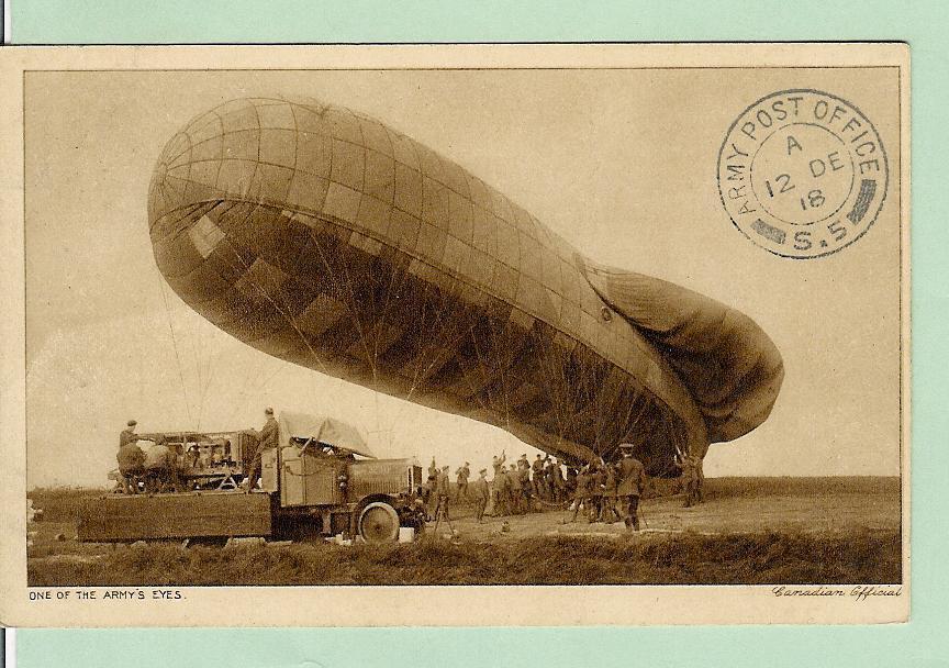 Kaart Zeppelin  One Of The Army´s Eyes  12-12-1918 - Fesselballons