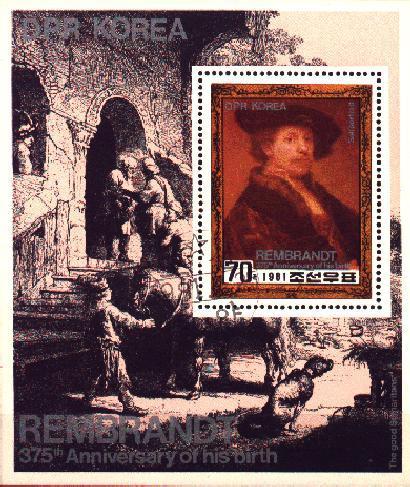 COREE DU NORD 1981 375° ANN. DE LA NAISSANCE DE REMBRANDT YT BF - MICHEL BL 101 (°) - Rembrandt