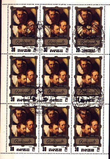 COREE DU NORD 1983 HOMMAGE A REMBRANDT BF AVEC 9 TIMBRES YT 1741 MICHEL 2325 (°) - Rembrandt