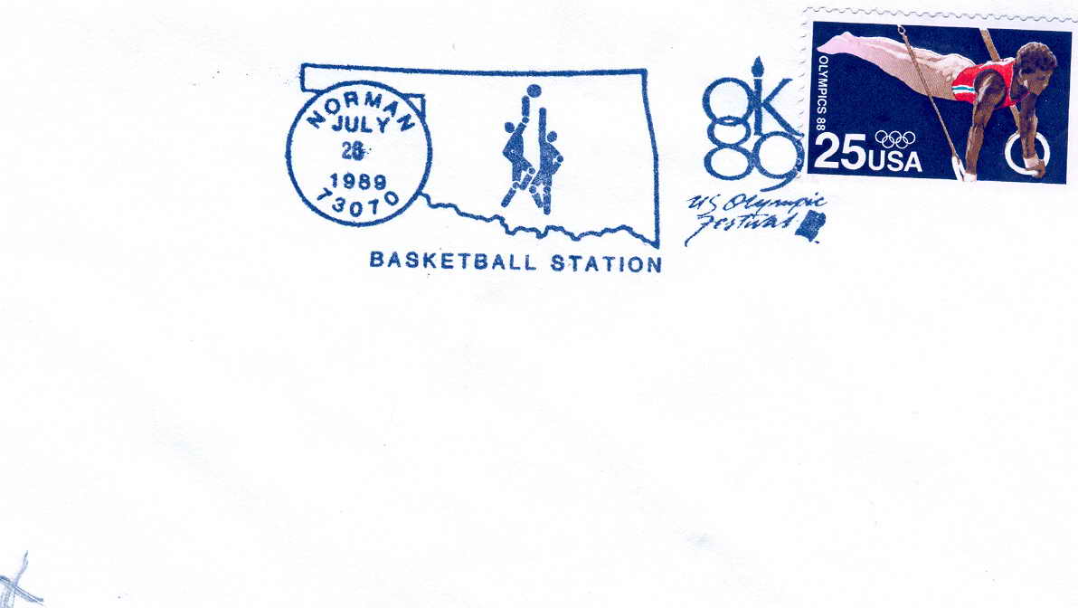 OBLITERATION TEMPORAIRE BASKET BALL USA 1989 NORMAN BASKET BALL STATION - Basket-ball