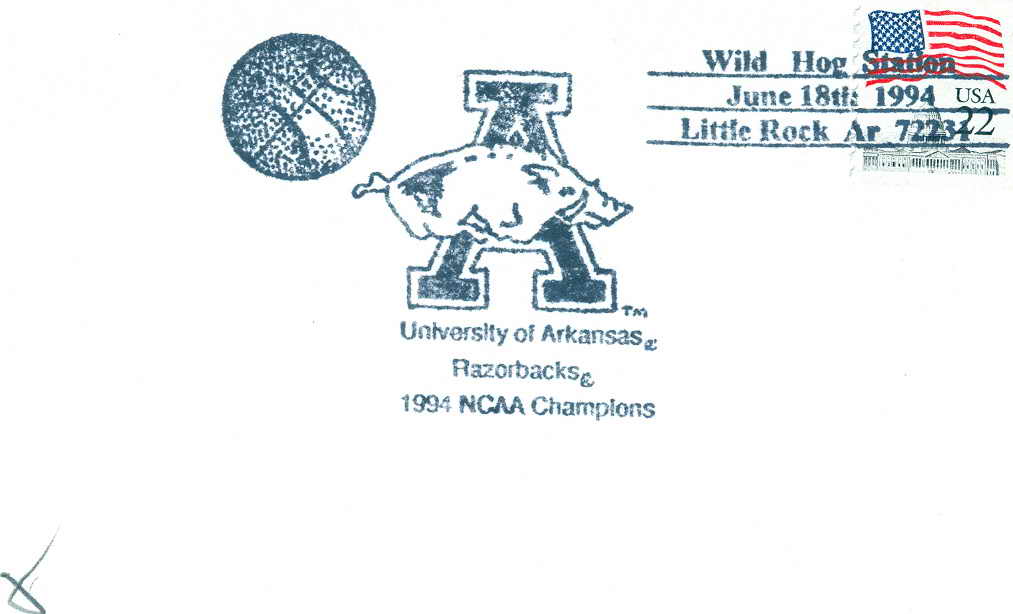 OBLITERATION TEMPORAIRE BASKET BALL USA 1994 LITTLE ROCK UNIVERSITY OF ARKANSAS CHAMPIONS DE NCAA - Baloncesto
