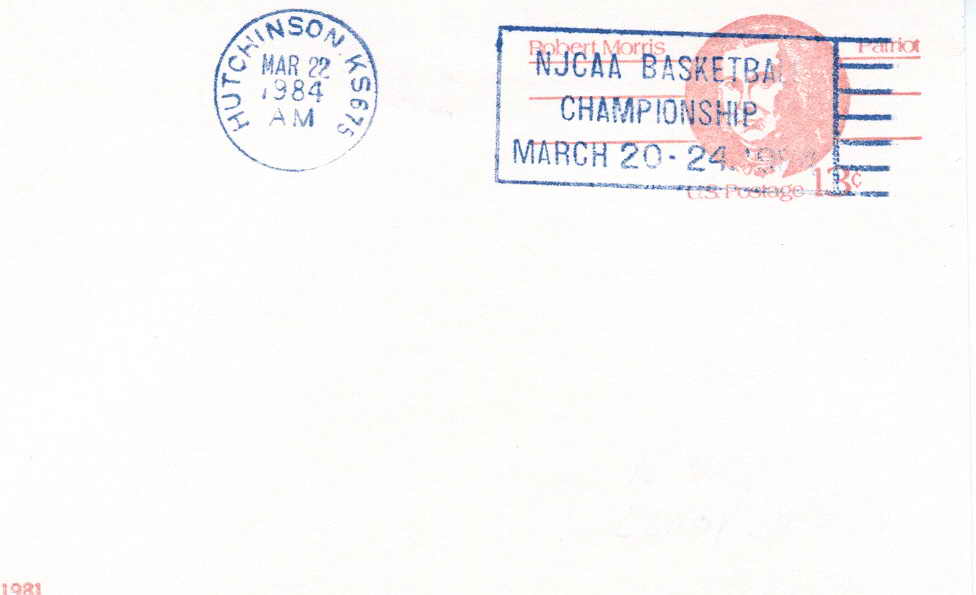 OBLITERATION TEMPORAIRE BASKET BALL USA 1984 HUTCHINSON NJCAA CHAMPIONS - Baloncesto