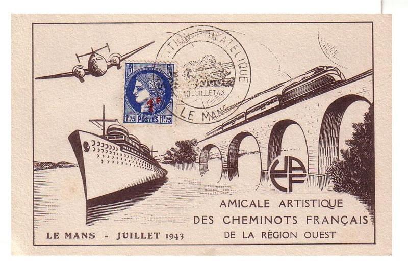 EXPOSITION PHILATELIQUE LE MANS 1943 - Storia Postale