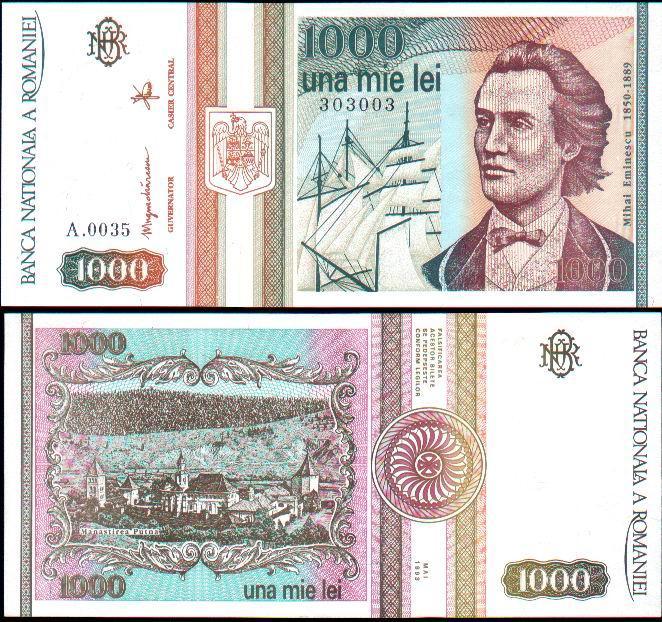 Romania , 1993, Banknote 1000 LEI,condition UNC - Rumänien