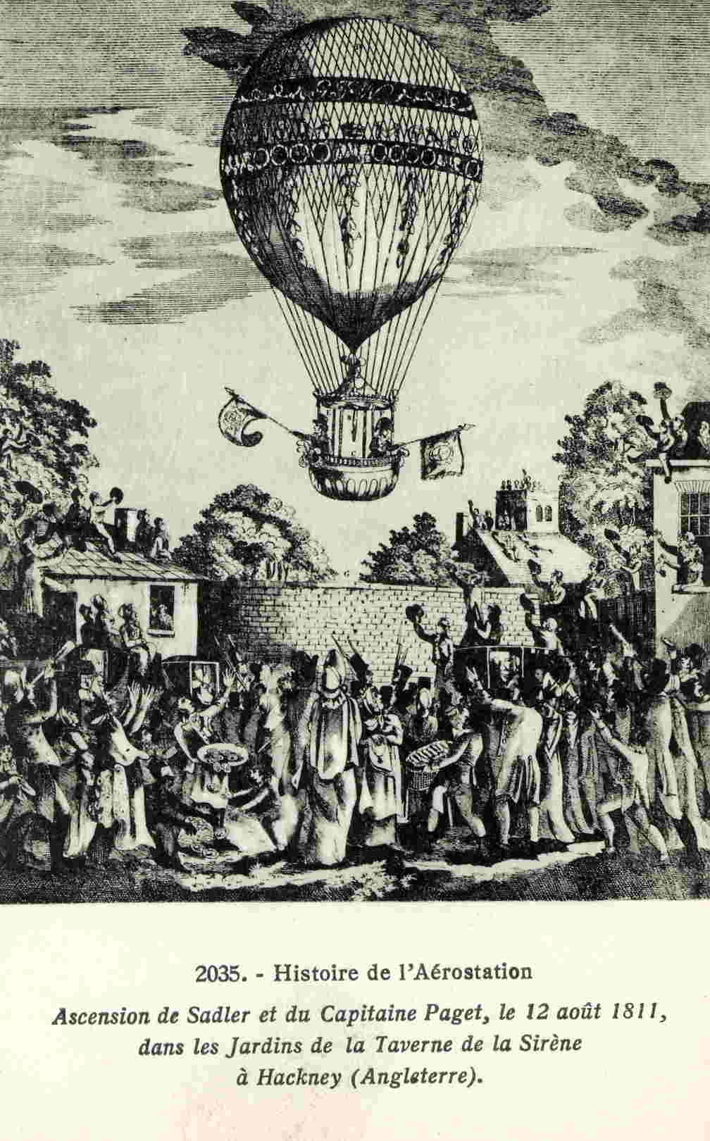 Histoire De L´Aérostation - Ascension De Sadler Et Du Capitaine Paget,le 12 Août 1811 - Fesselballons