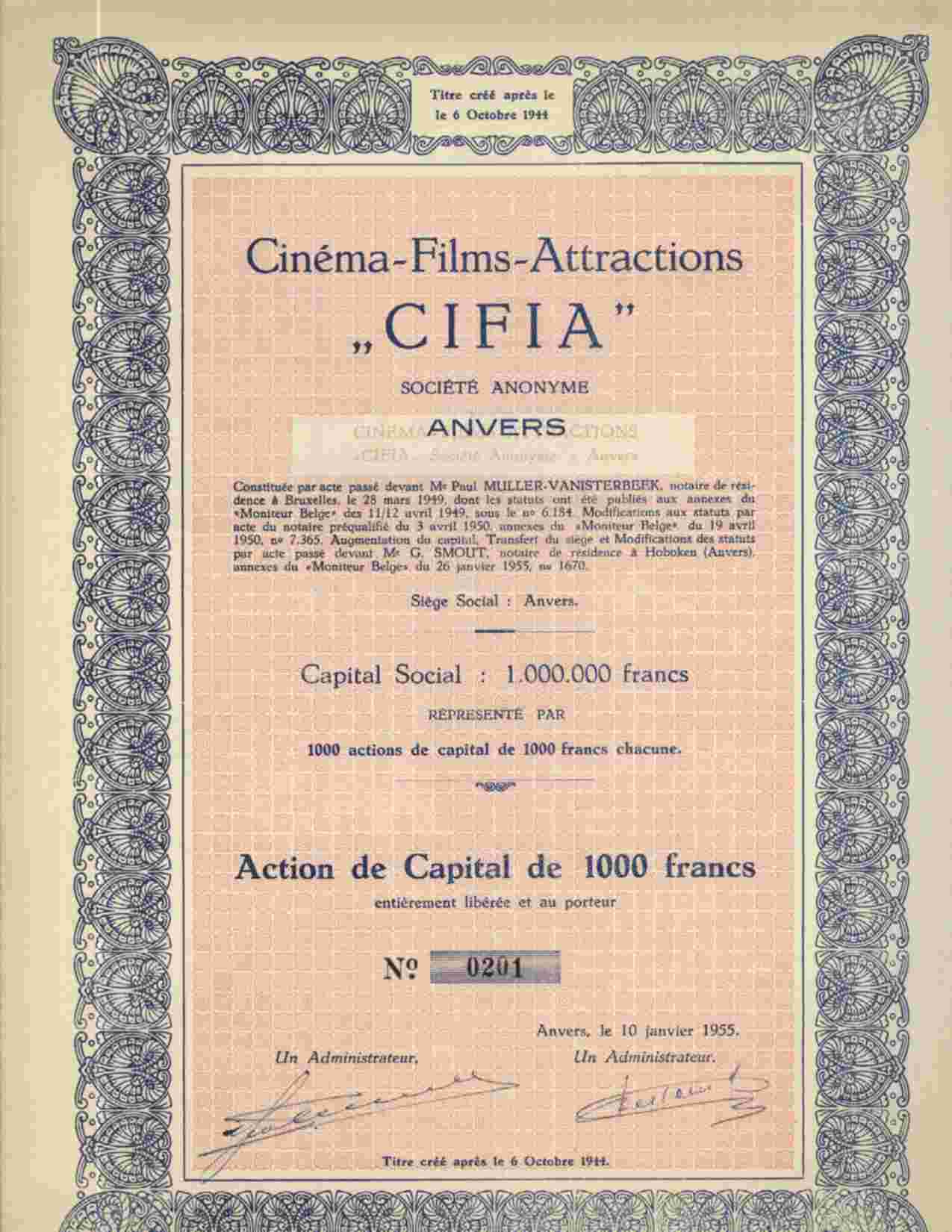 RARE: CINEMA FILMS ATTRACTIONS " CIFIA "   ANVERS - Autres & Non Classés