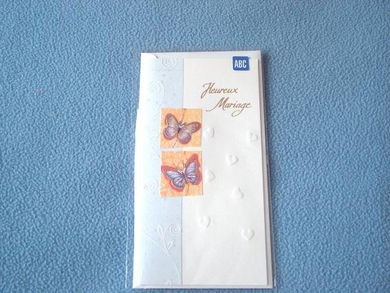 Carte Papillons  - Neuve - Enveloppe Assortie - Inscription: Heureux Mariage - Papillons En Relief- Ref 7896 - Papillons