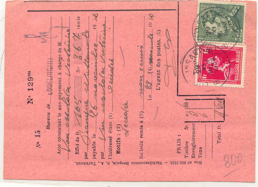 5 Fr Op Document - 1936-51 Poortman