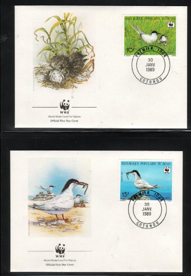 WWF 0077 1989 BENIN ROSEATE TERN SET OF 4 FDCS - Sonstige & Ohne Zuordnung