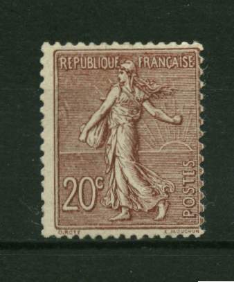 France ** N° 131a  - 20c  Brun-lilas Foncé  Semeuse Fond Lignée - 1903-60 Sower - Ligned