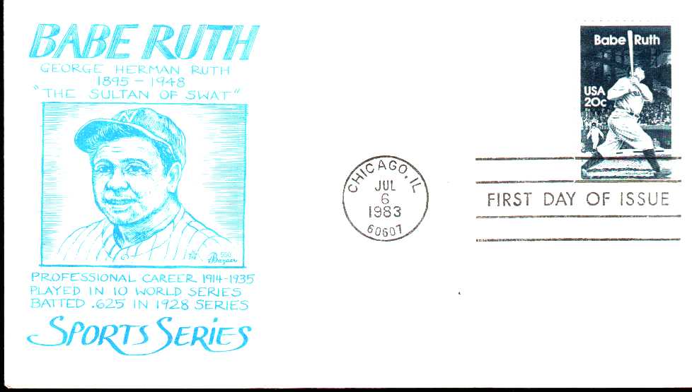 Usa 1983  Fdc Sports Base-Ball Babe Ruth 1895 1948 "The Sultan Of Swat" - Base-Ball