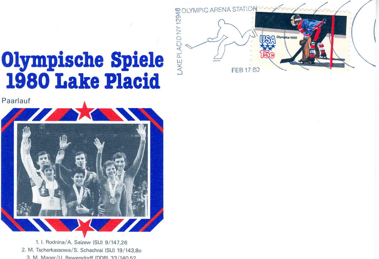 USA FDC 1980  JEUX OLYMPIQUES DE LAKE PLACID HOCKEY SUR GLACE - Invierno 1980: Lake Placid