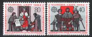 Timbres Du Liechtenstein 1982 Europa 1982 Zum No 730/31 ** Luxe Cote 2.60 Eur. - 1982