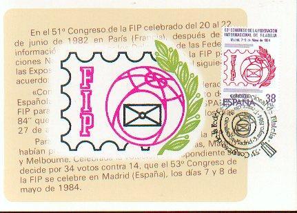 ESPAGNE Carte Maximum Num.Yvert 2366 CONGRES FIP MADRID - Tarjetas Máxima