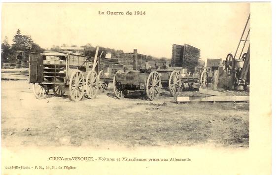 Cirey Sur Vezouze-voitures Et Mitrailleuses Prises Aux Allemands (04-450) - Cirey Sur Vezouze