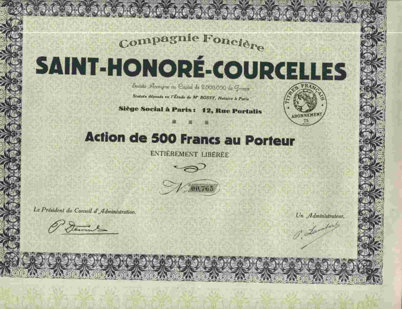 CIE FONCIERE SAINT HONORE COURCELLES - Bank & Versicherung