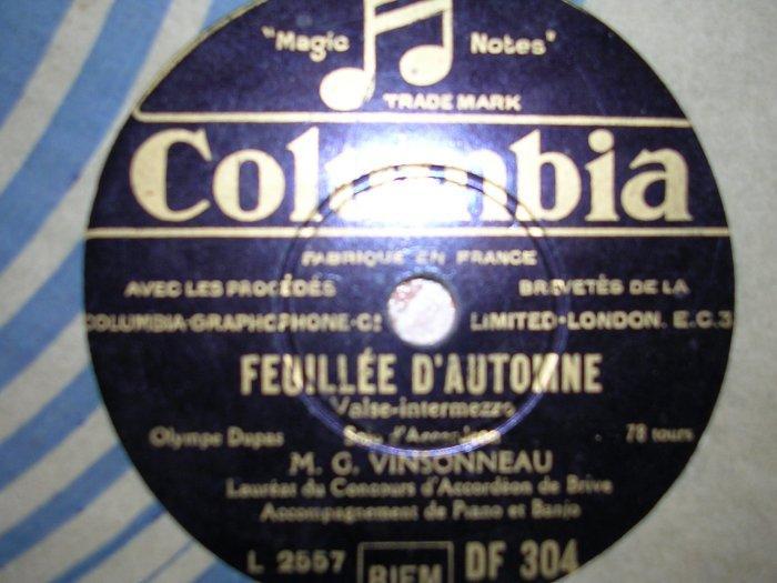 M. G. VINSONNEAU Accordéoniste Avec Accompagnement Piano Et Banjo. - 78 Rpm - Gramophone Records