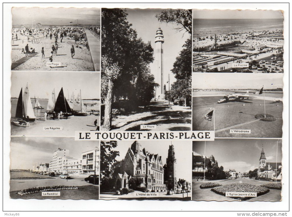 LE  TOUQUET-PARIS-PLAGE--1966--Multivues,cpsm 15 X 10 N° 6 éd Artaud--pas Très Courante-cachet Golf - Le Touquet