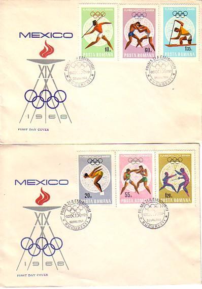 ROMANIA /Roumanie  OLYMPIC GAMES - MEXICO 68    4 FDC - Estate 1968: Messico