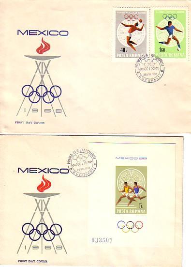 ROMANIA /Roumanie  OLYMPIC GAMES - MEXICO 68    4 FDC - Ete 1968: Mexico