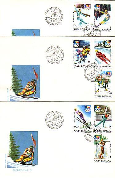 OLYMPIC GAMES - ALBERTVILL ´92  8v.+ 2 S/S- 5 FDC ROMANIA / Roumanie - Winter 1992: Albertville