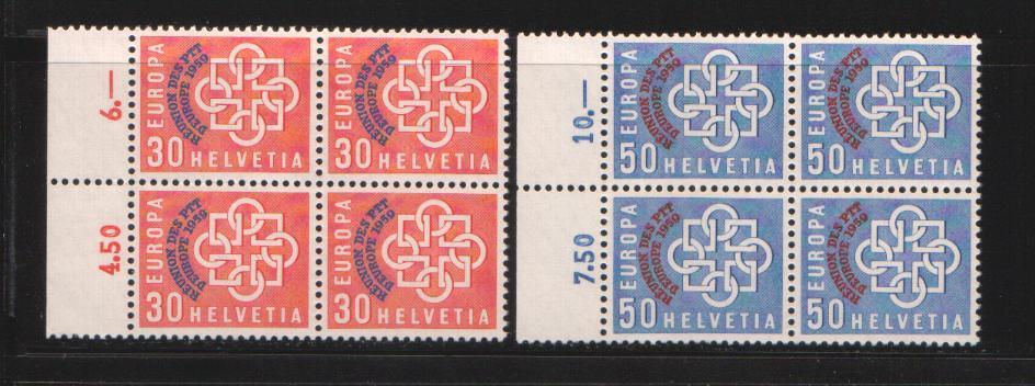 Suisse Switzerland 1959 Europa 1959 (surchargés) X 4** LUXE Bords De Feuille - 1959