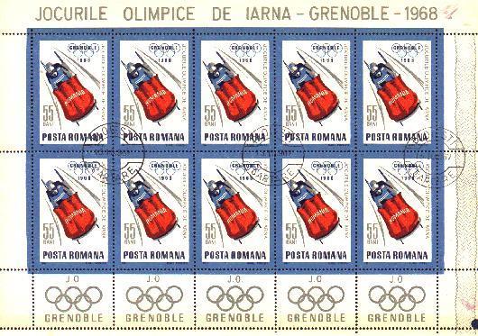 ROMANIA ROUMANIE 1967 J. .O. DE GRENOBLE BOB 0,55 B BF DE 10 TIMBRES YT 2331 (°) - Winter 1968: Grenoble