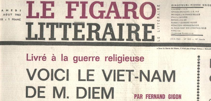 Figaro Littéraire 905 24/8/1963 Diem Meredith Margerit Achard Meaulnes Steinbeck Dieppe Lichnerowicz Wesker Pagnol - Autres & Non Classés