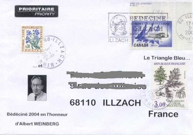 BEDECINE 2004 ILLZACH Enveloppe + Flamme Dan COOPER + Albert WEINBERG  + Triangle Bleu - Comics