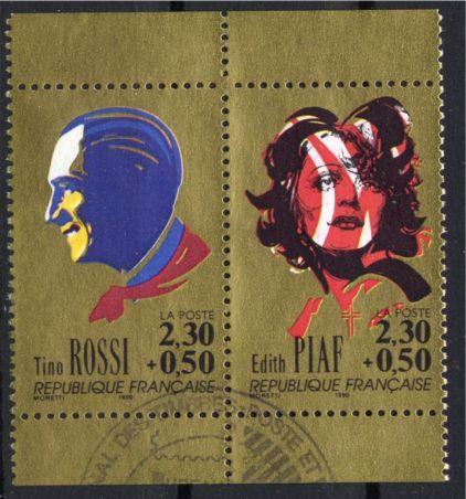 YT 2650 2651 Personnages Célèbres 1990 Chanteurs Tino Rossi Edith Piaf - Oblitérés
