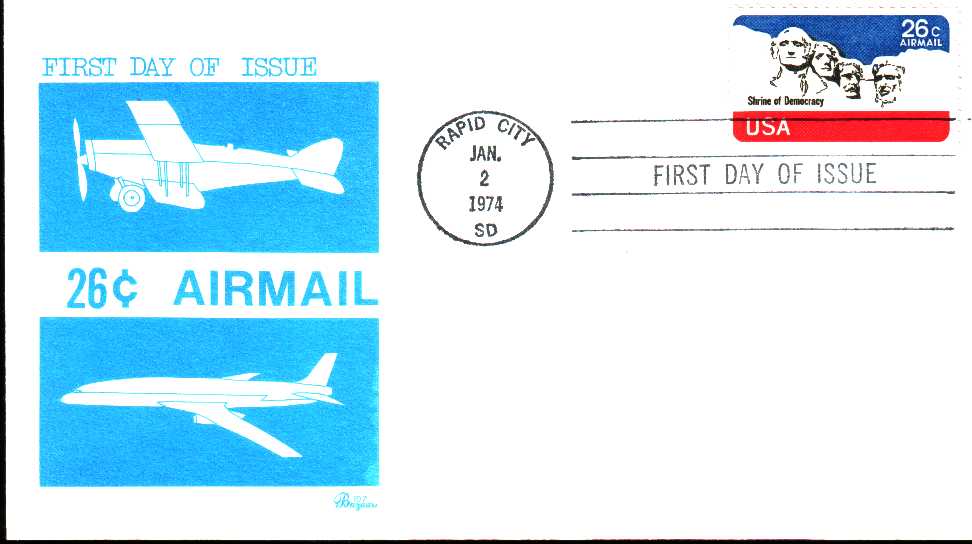 Usa 1974 Fdc Aviation Air Mail Shrine Of Democraty - Andere (Lucht)