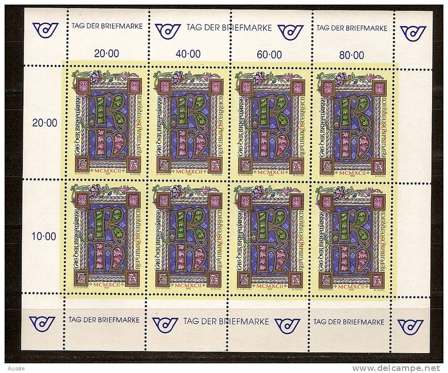 Autriche Austria Oostenrijk 1992 Yvertn° 1894 *** MNH Cote 20 Euro Feuillet - Neufs