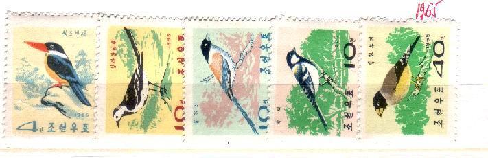 Koreea 1965 Mint Complet Set Birds Michel #642-46. - Specht- & Bartvögel