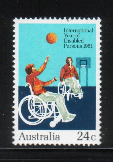 AUSTRALIA 1981 SG 827 INTERNATIONAL YEAR OF THE DISABLED NHM WHEELCHAIR BASKETBALL - Baseball