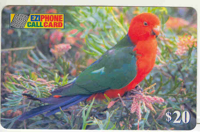 TC Australie Oiseau Tropical Rouge (perroquet) Eziphone CallCard 20 Dollars - Perroquets