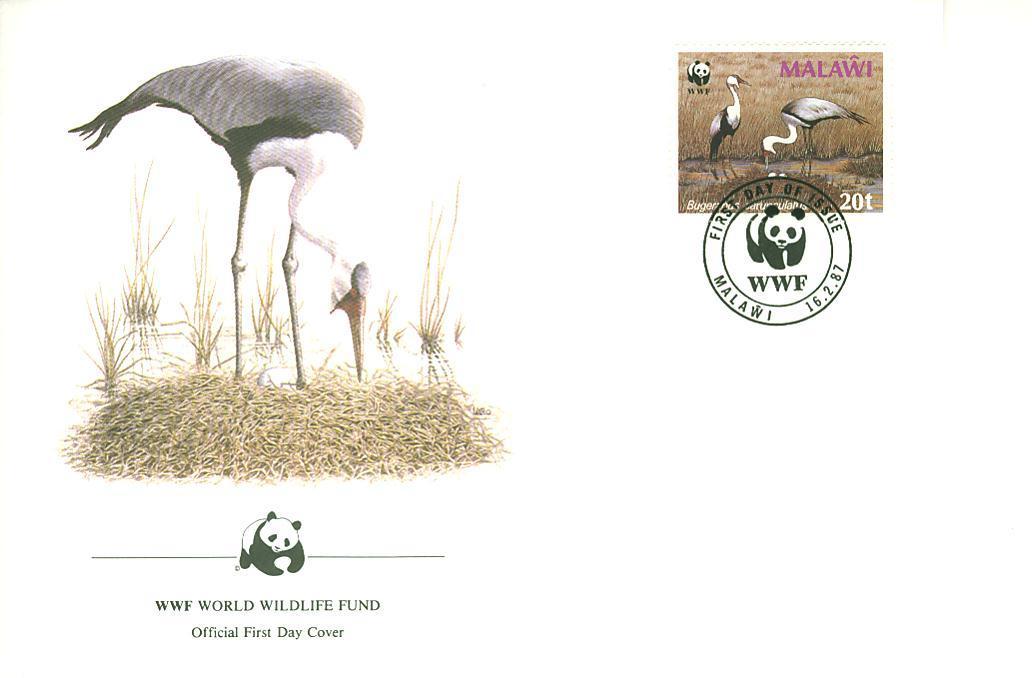 W0866 Grue Bugeranus Carunculatus Malawi 1987 FDC WWF - Grues Et Gruiformes