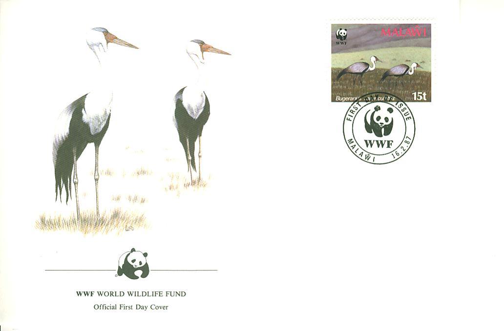 W0865 Grue Bugeranus Carunculatus Malawi 1987 FDC WWF - Aves Gruiformes (Grullas)