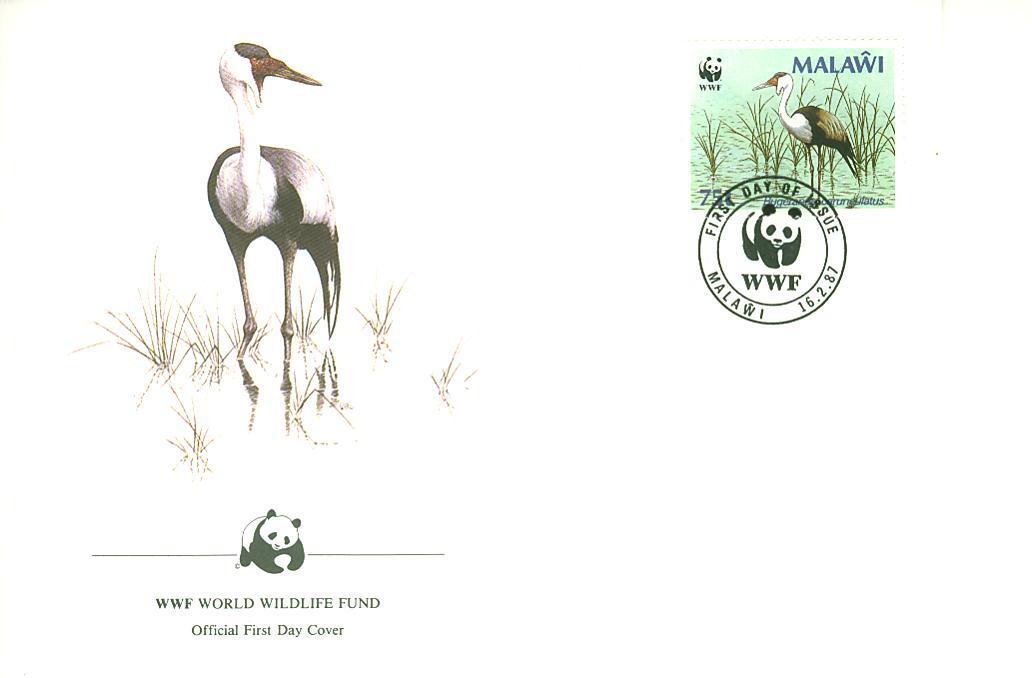 W0867 Grue Bugeranus Carunculatus Malawi 1987 FDC WWF - Grues Et Gruiformes